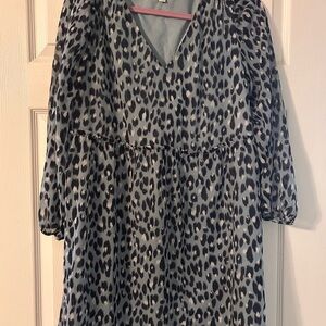 LOFT Blue and Black cheetah dress